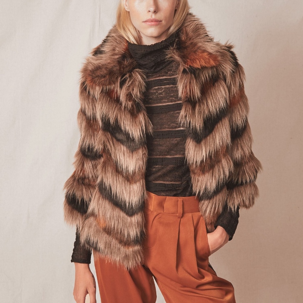 NWT ALLEN SCHWARTZ FAUX FUR COAT